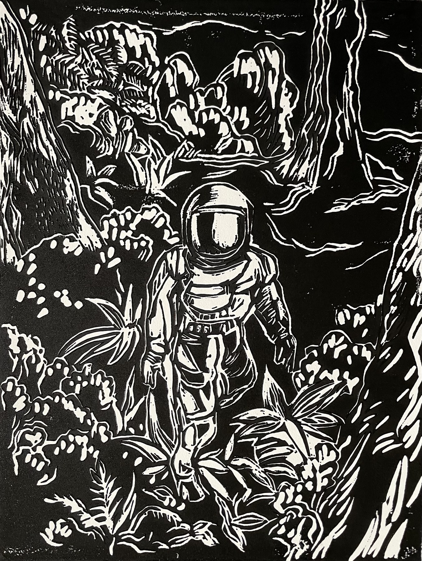 Astronaut in the Forest, artwork by Ola Olow