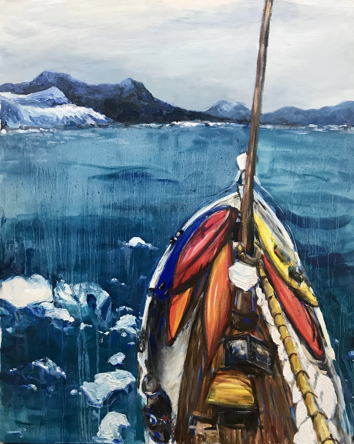 Kayaking in Iceland, artwork by Ola Olow