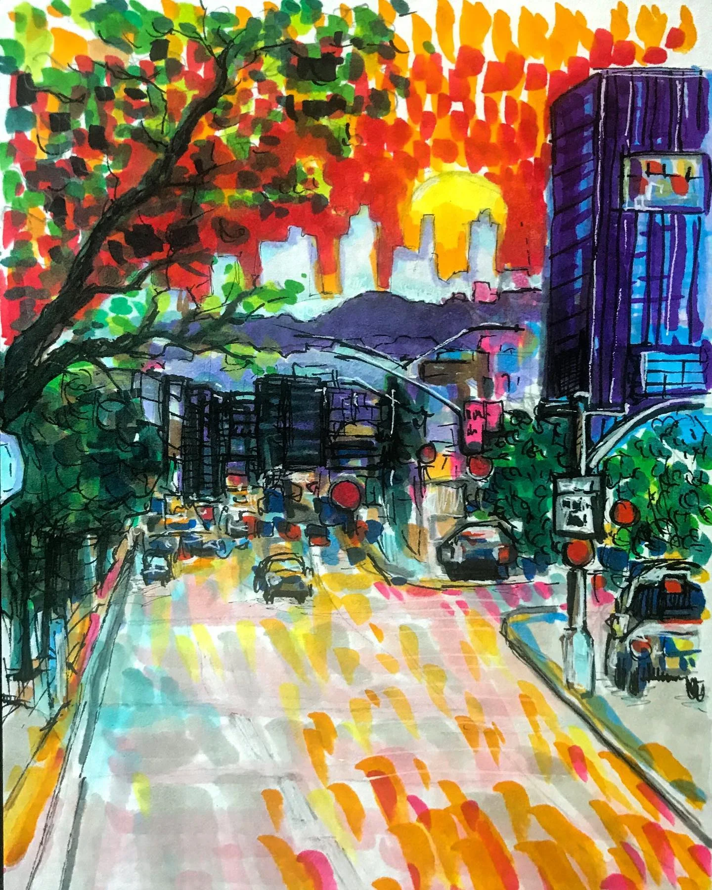 Urban sunset marker study