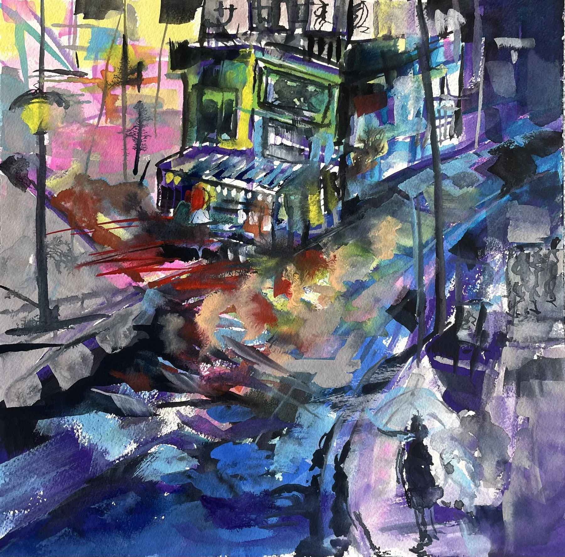 Neon Rain, Japan, artwork by Ola Olow