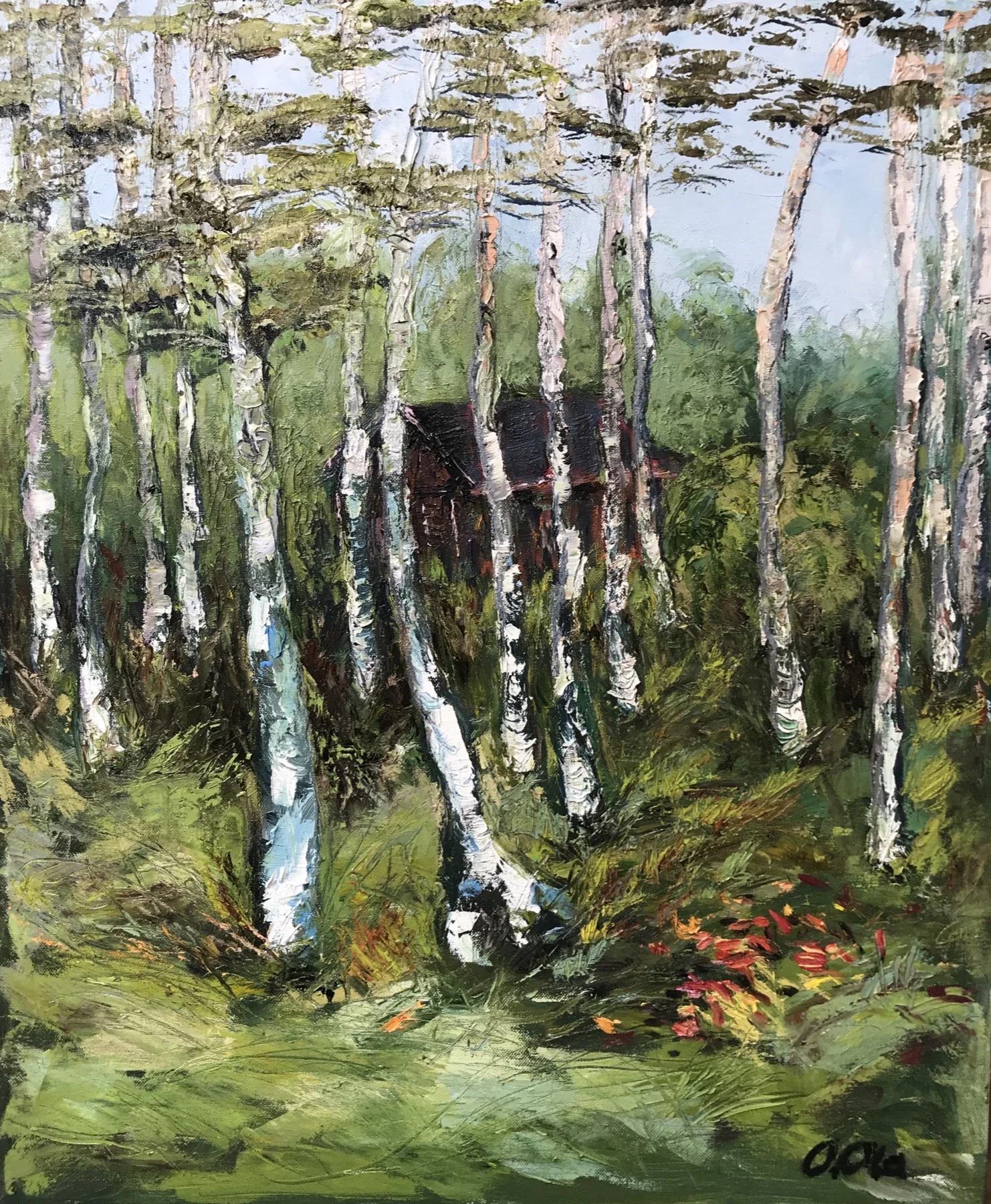 Birch hut, artwork by Ola Olow