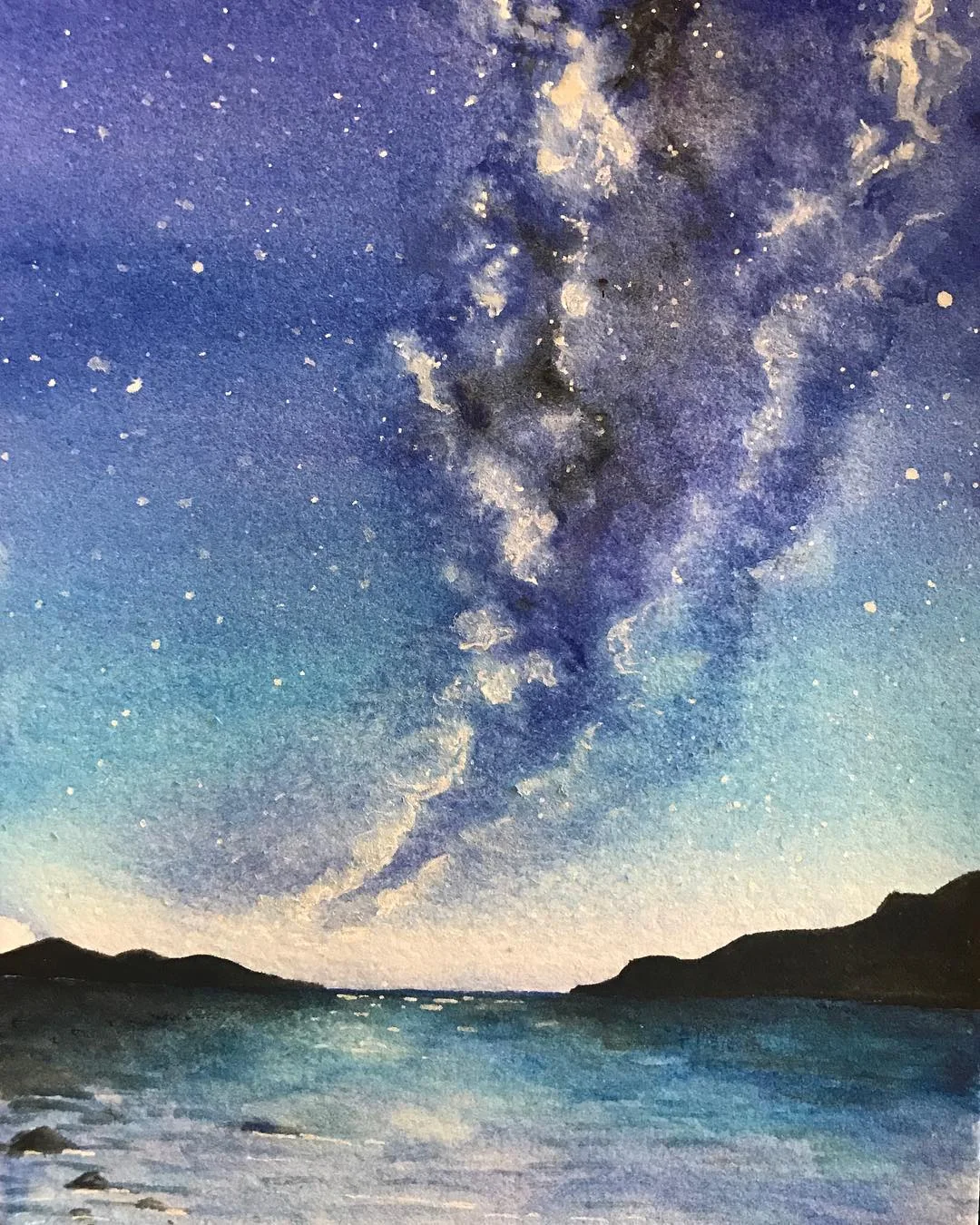 Milky Way over a dusk landscape