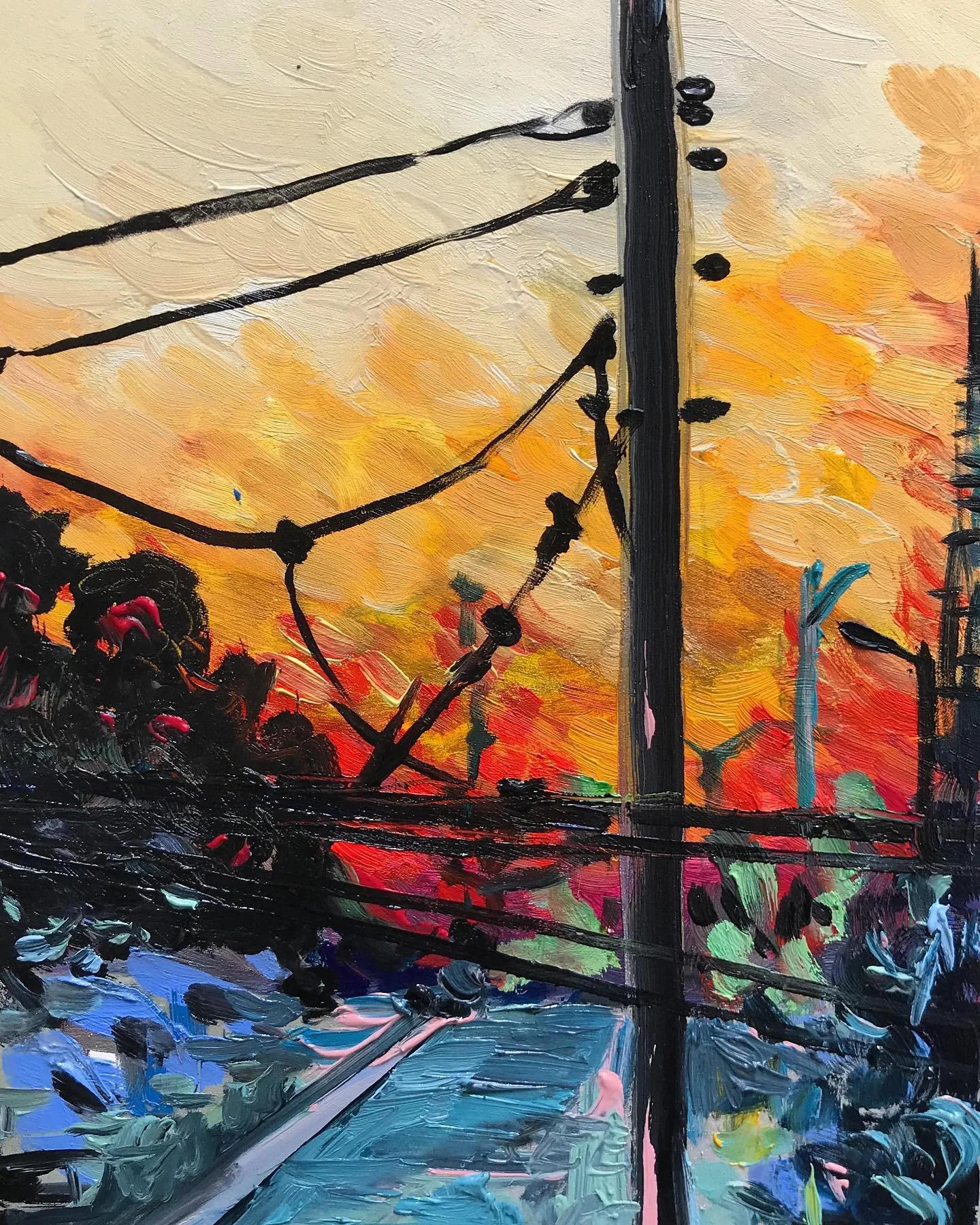 Sunset outside the artist's San Francisco window near Geary
