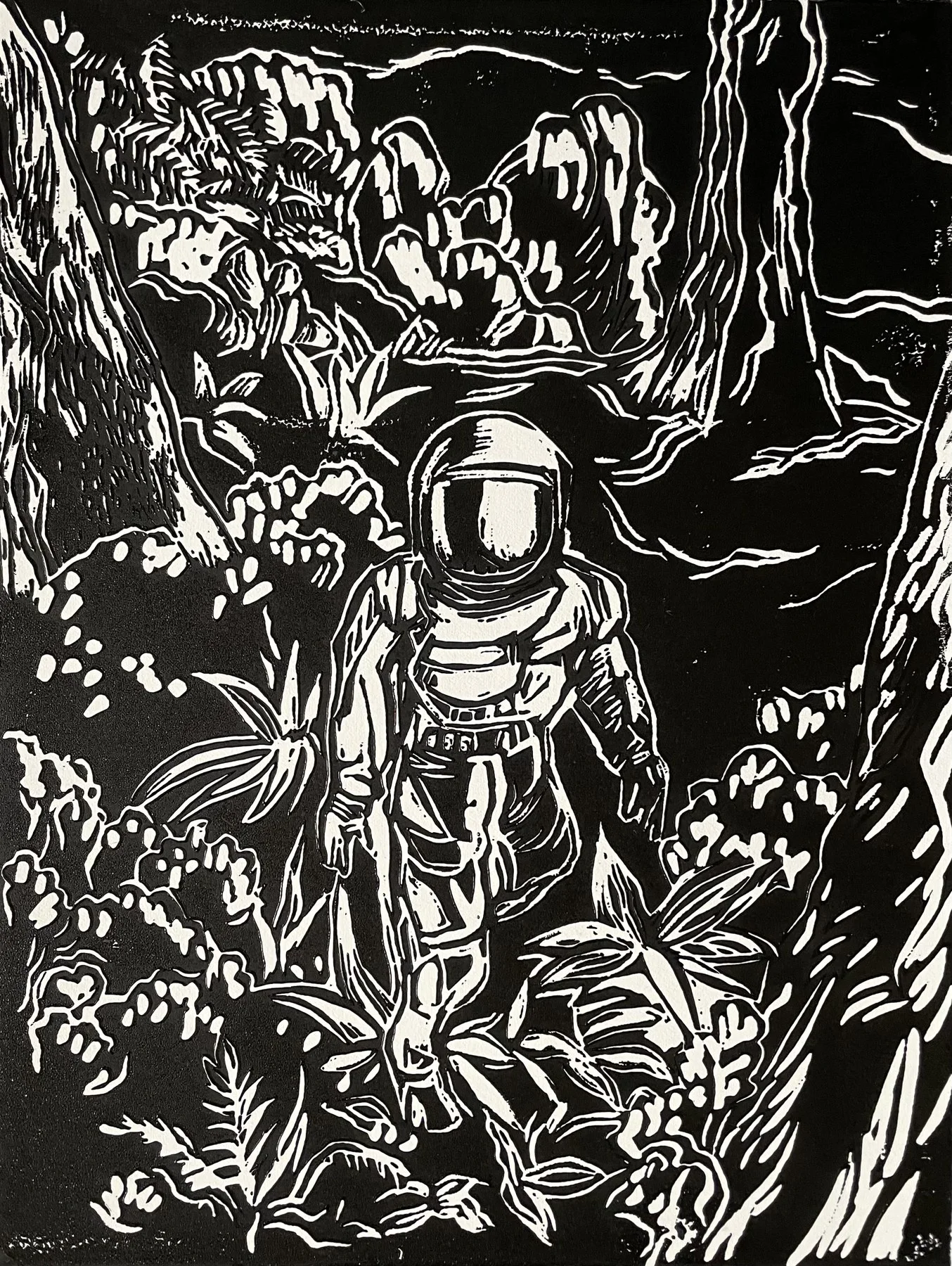 Astronaut in the Forest, artwork by Ola Olow