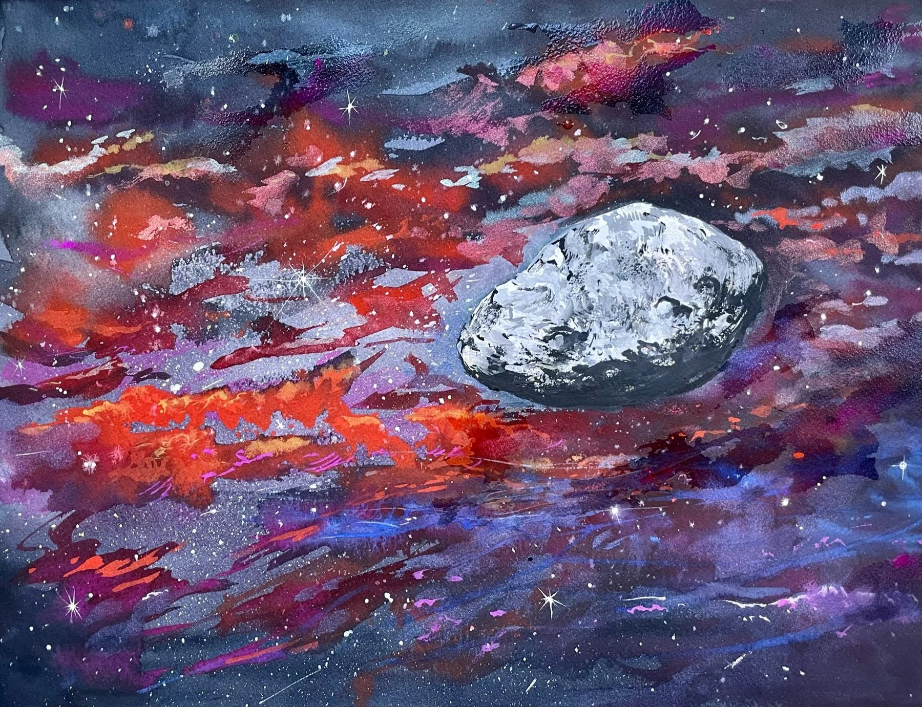 Small asteroid crossing a James Webb Space Telescope image