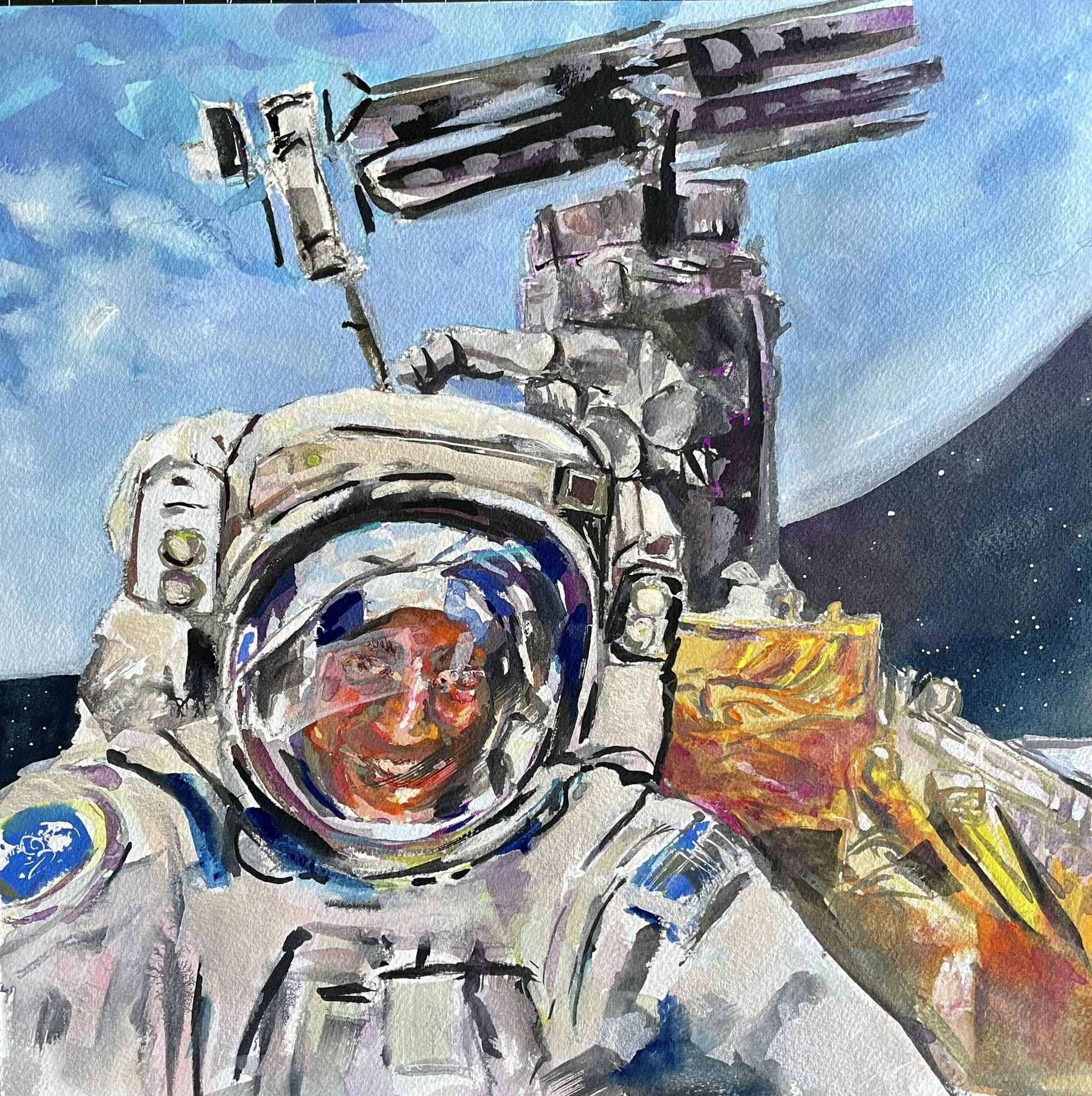 Astronaut outside the International Space Station