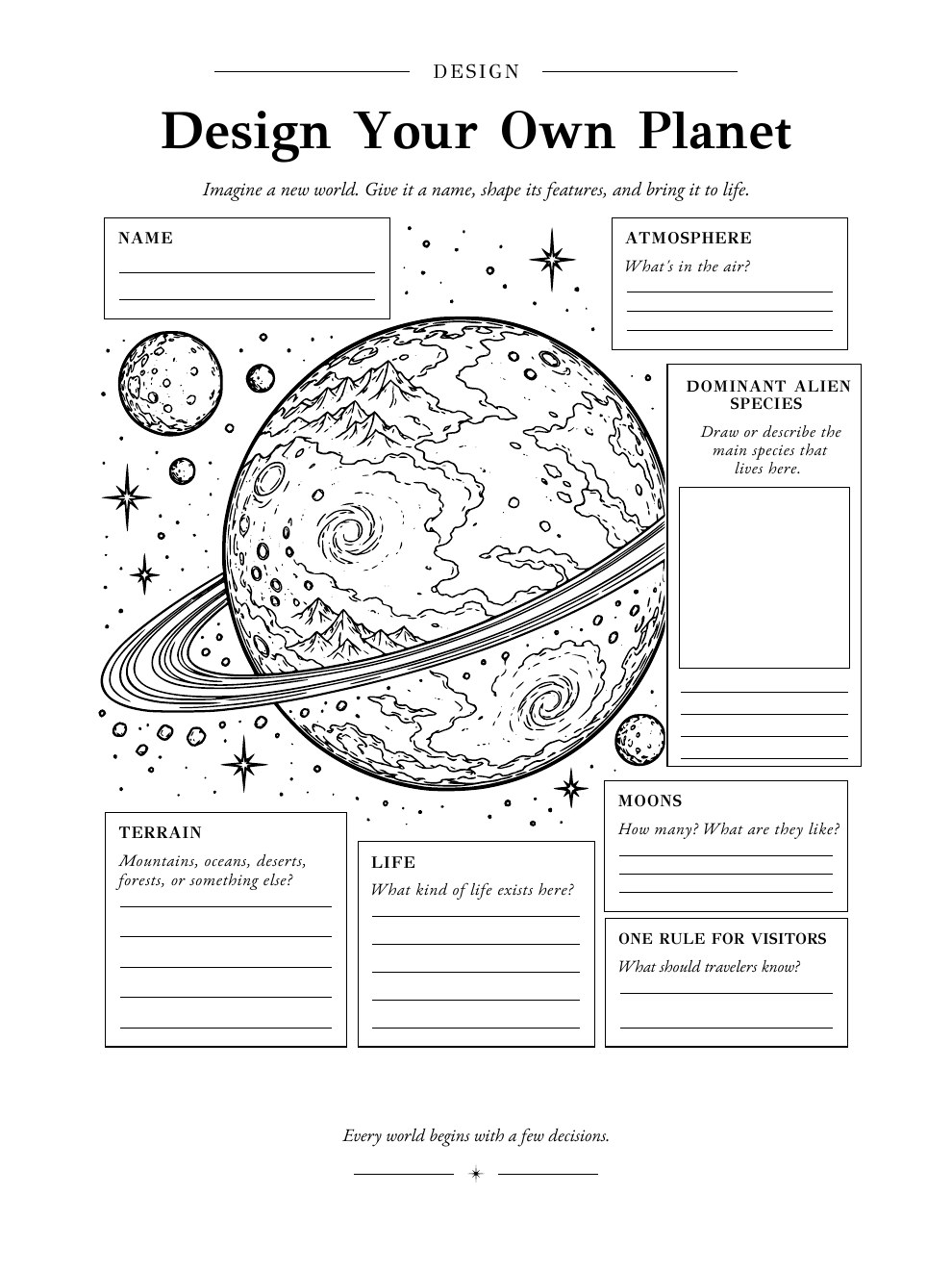 Design Your Own Planet, a page from Other Worlds