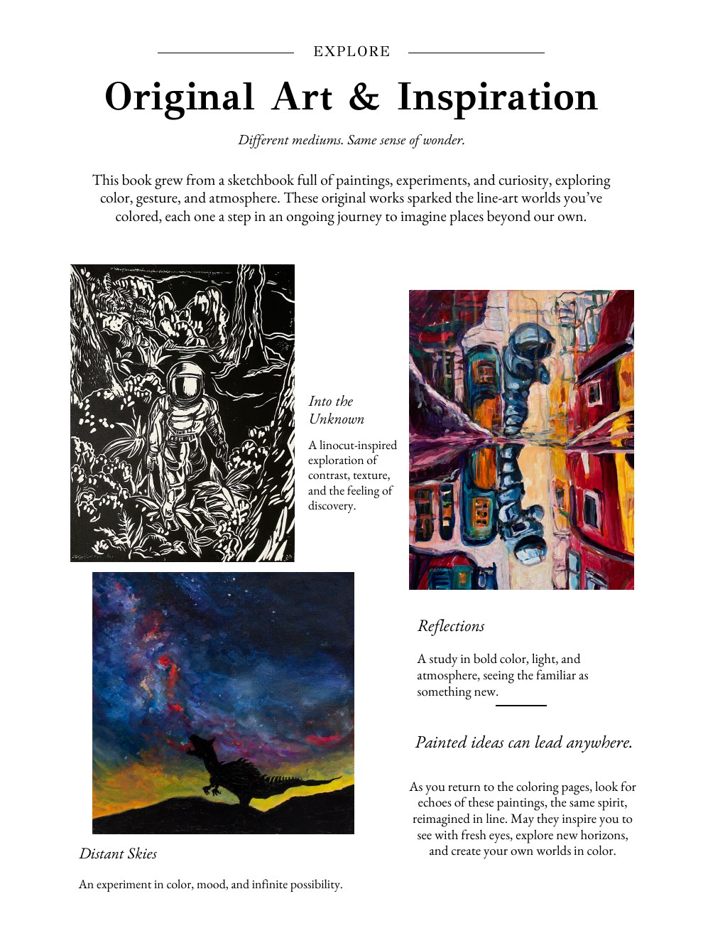 Original art and inspiration, a page from Other Worlds